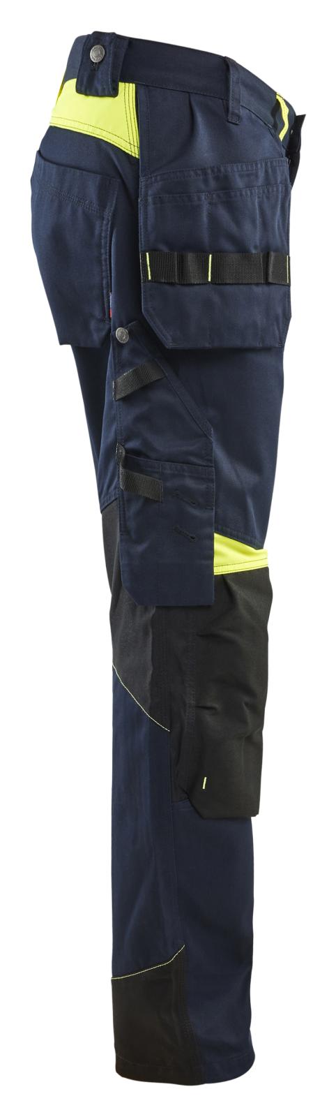 Blaklader Ambacht Werkbroeken 15551860 spijkerzakken stretch kniezakken donker marineblauw-fluo geel(8633)