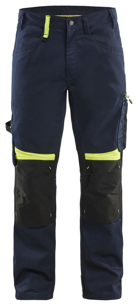 Blaklader Ambacht Werkbroeken 15561860 stretch kniezakken donker marineblauw-fluo geel(8633)