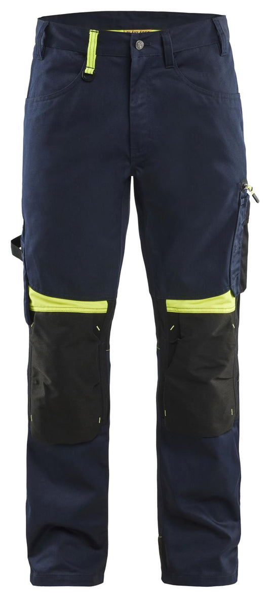 Blaklader Ambacht Werkbroeken 15561860 stretch kniezakken donker marineblauw-fluo geel(8633)
