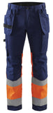 Blaklader Broeken 15581811 HiVis marineblauw- fluo oranje(8953)