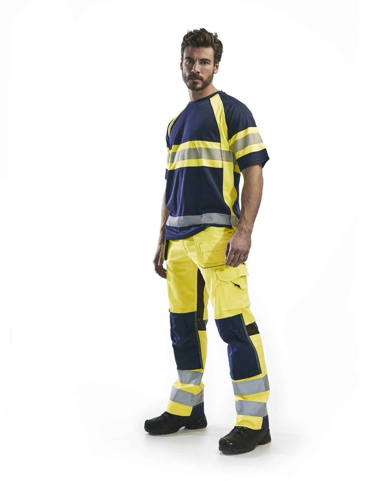 Blaklader Broeken 15651811 HiVis fluo geel-marineblauw(3389)