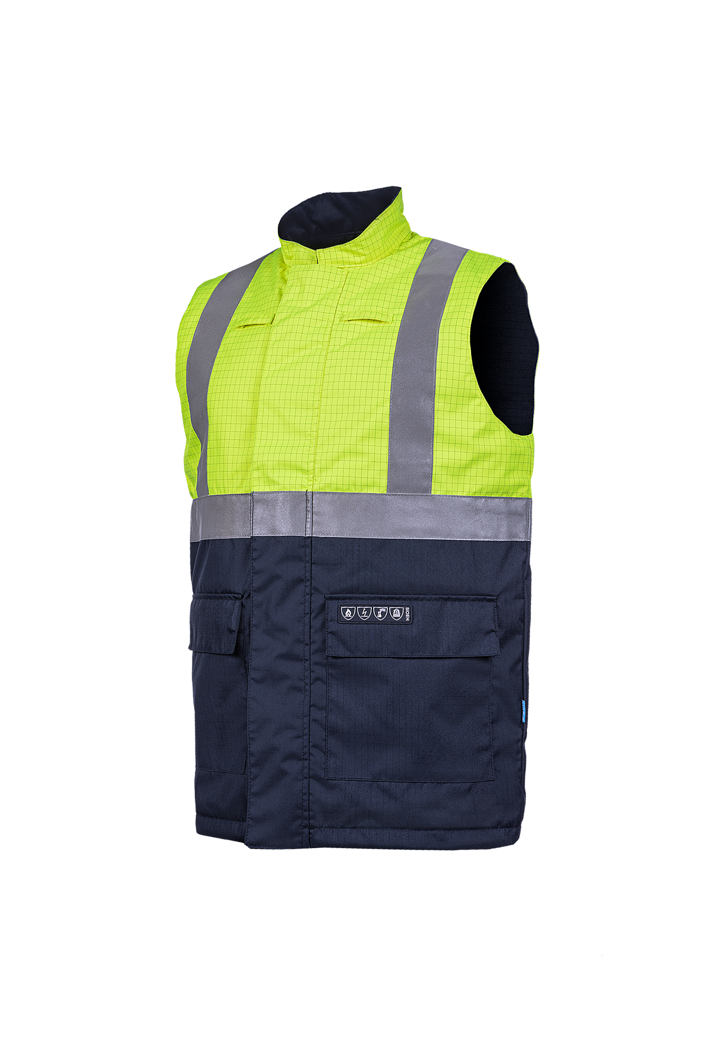 Sioen Bodywarmers Bravone 1666N3EF3 multinorm fluo geel-marineblauw