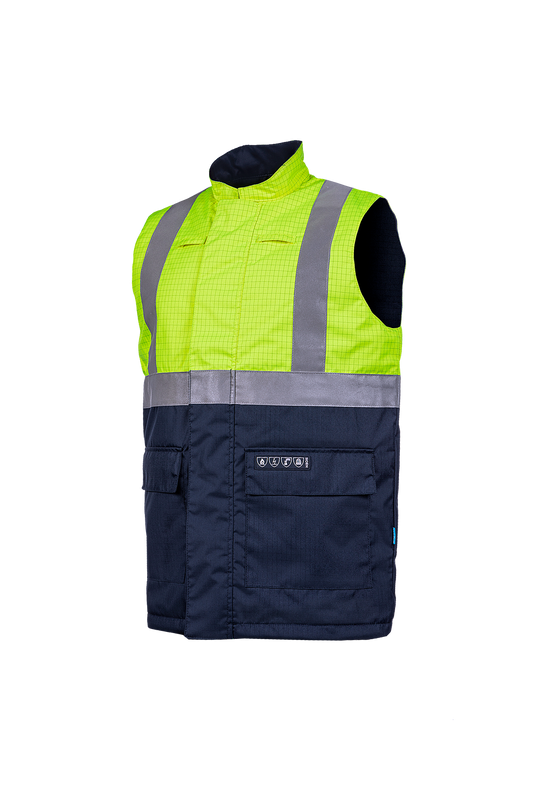 Sioen Bodywarmers Bravone 1666N3EF3 multinorm fluo geel-marineblauw