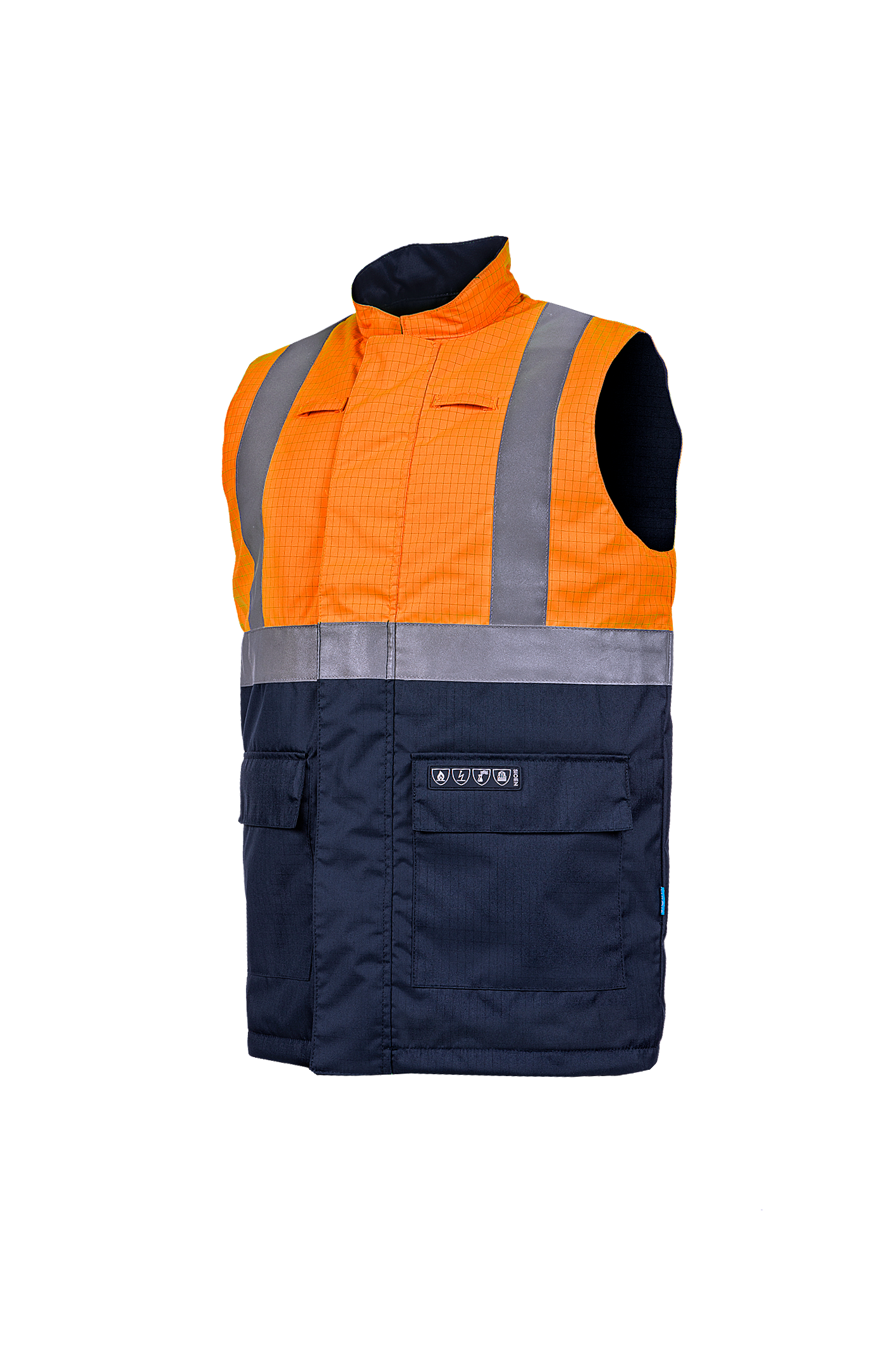 Sioen Bodywarmers Bravone 1666N3EF3 multinorm fluo oranje-marineblauw