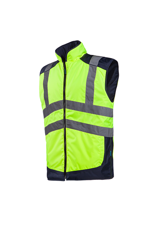 Sioen Bodywarmers Burton  fluo geel-marineblauw