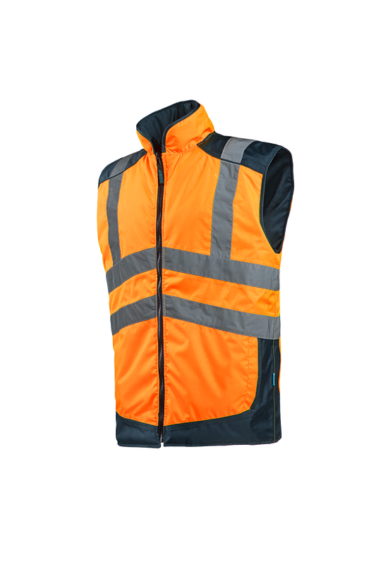 Sioen Bodywarmers Burton  fluo oranje-marineblauw
