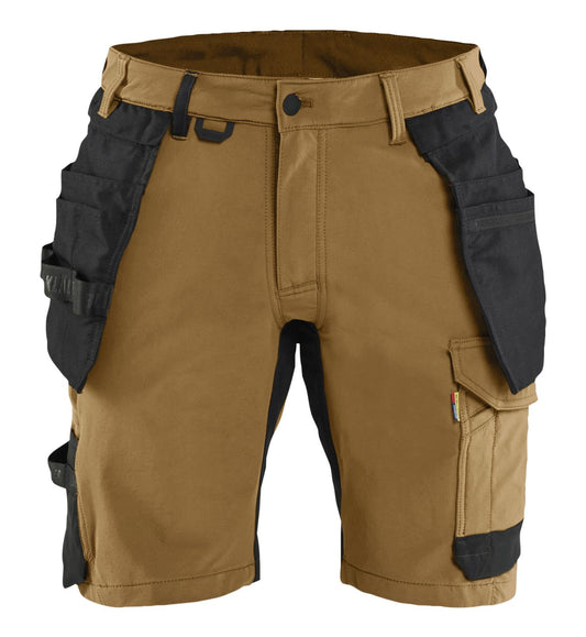 Blaklader Ambacht Shorts 17021645 4-weg stretch afneembare gereedschapszakken nougabruin-zwart(7699)