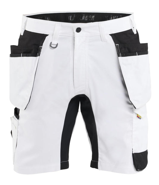 Blaklader Stukadoors/Schilders Shorts 17721832 gereedschapszakken stretch wit-zwart(1099)