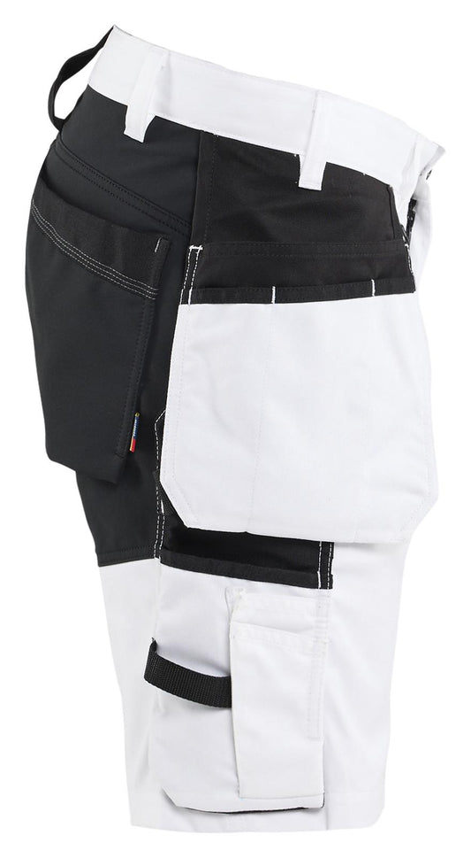 Blaklader Stukadoors/Schilders Shorts 17721832 gereedschapszakken stretch wit-zwart(1099)