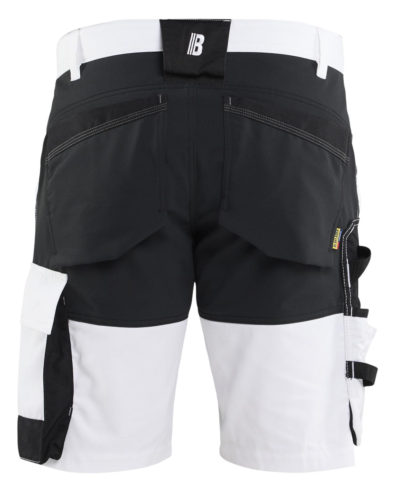 Blaklader Stukadoors/Schilders Shorts 17731832 gereedschapszakken stretch wit-zwart(1099)