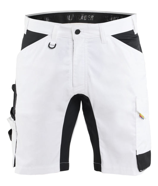 Blaklader Stukadoors/Schilders Shorts 17731832 gereedschapszakken stretch wit-zwart(1099)