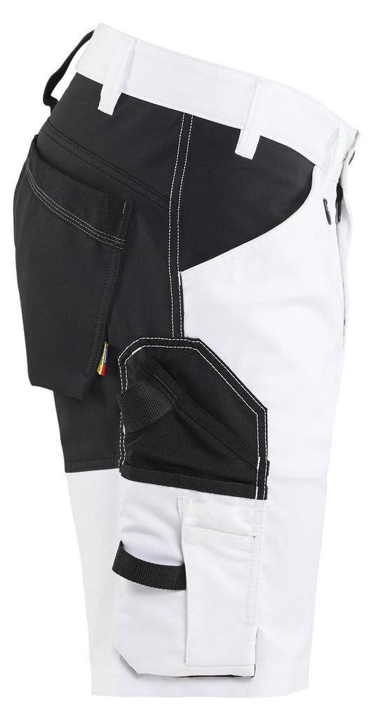 Blaklader Stukadoors/Schilders Shorts 17731832 gereedschapszakken stretch wit-zwart(1099)