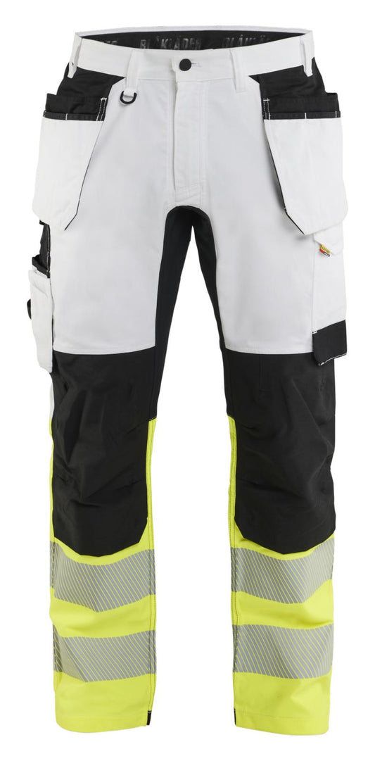 Blaklader Stukadoors/Schilders High Vis Werkbroeken 17751832 Schilders gereedschapszakken wit-fluogeel(1033)