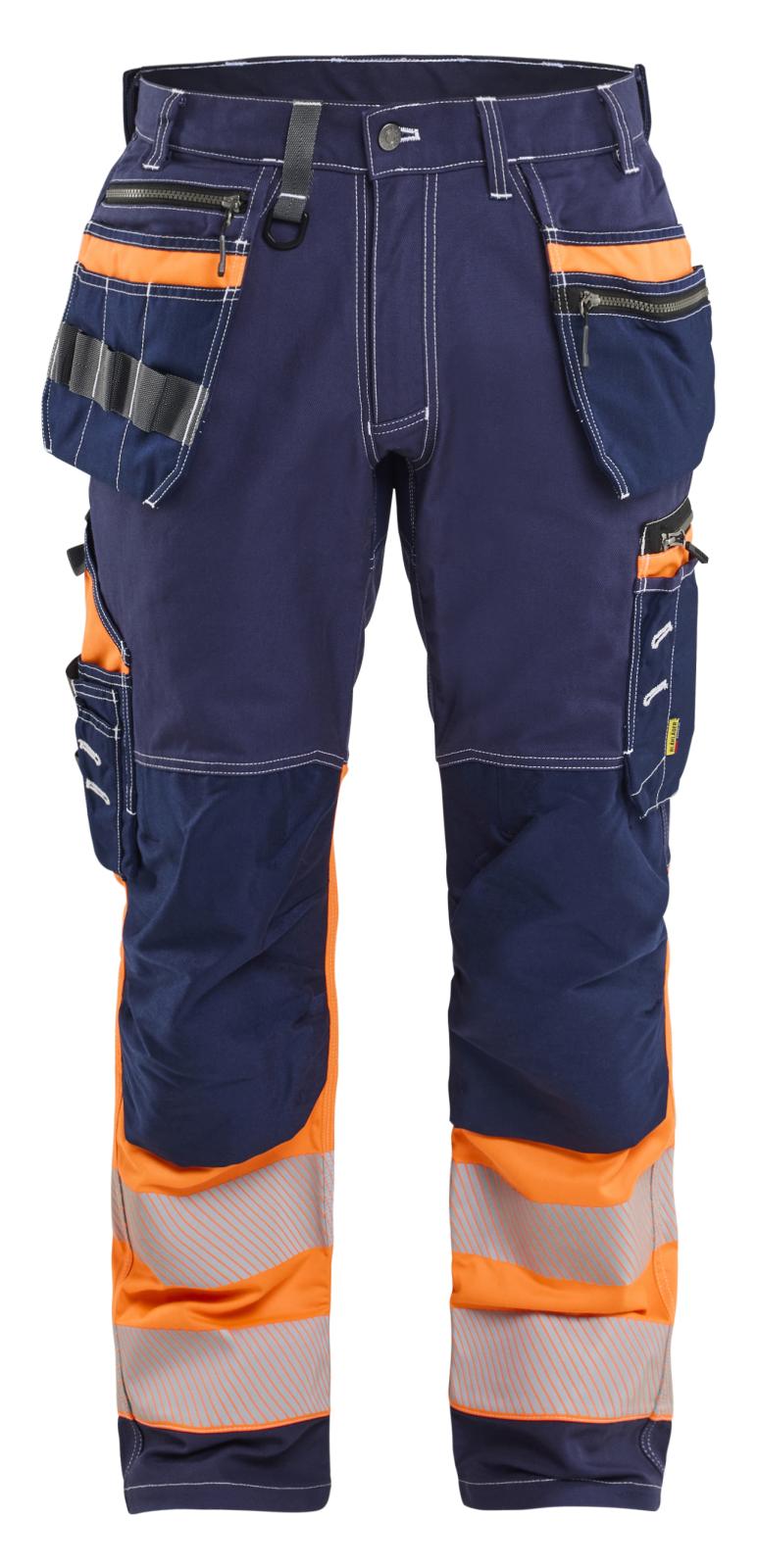 Blaklader High Vis Werkbroeken 17941370 stretch HiVis gereedschapszakken katoen marineblauw-oranje(8853)