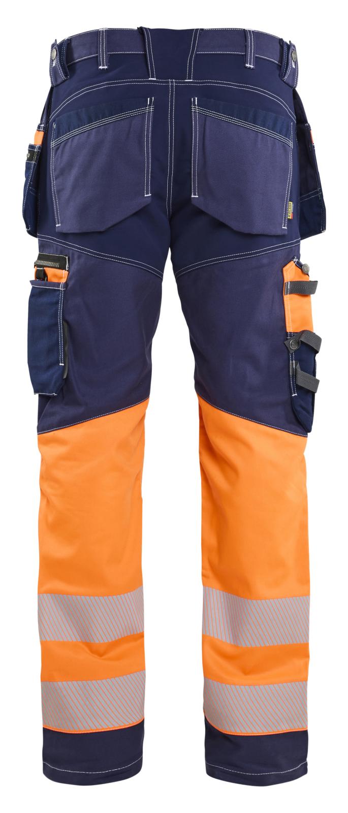 Blaklader High Vis Werkbroeken 17941370 stretch HiVis gereedschapszakken katoen marineblauw-oranje(8853)