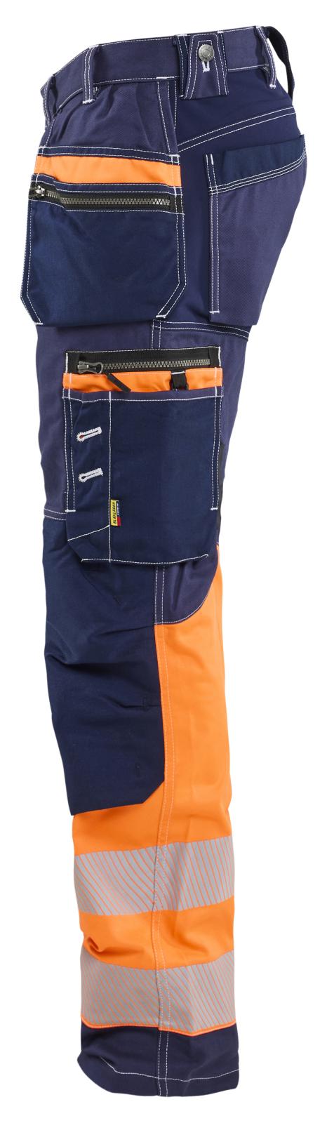 Blaklader High Vis Werkbroeken 17941370 stretch HiVis gereedschapszakken katoen marineblauw-oranje(8853)