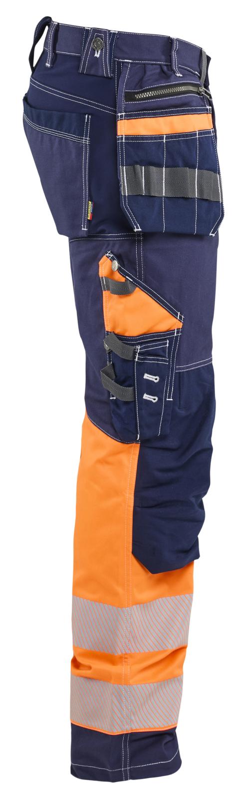 Blaklader High Vis Werkbroeken 17941370 stretch HiVis gereedschapszakken katoen marineblauw-oranje(8853)