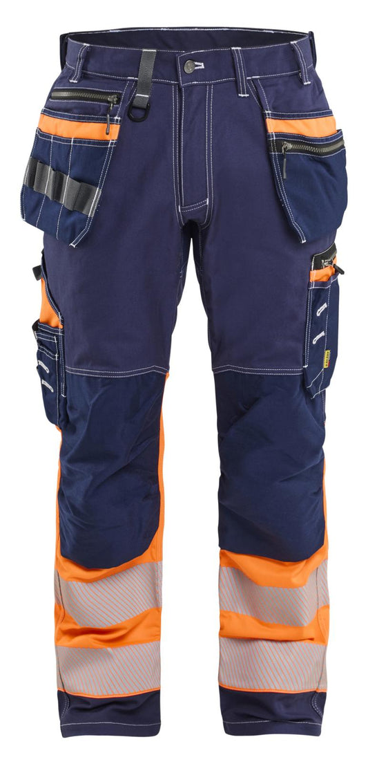 Blaklader High Vis Werkbroeken 17941370 stretch HiVis gereedschapszakken katoen marineblauw-oranje(8853)