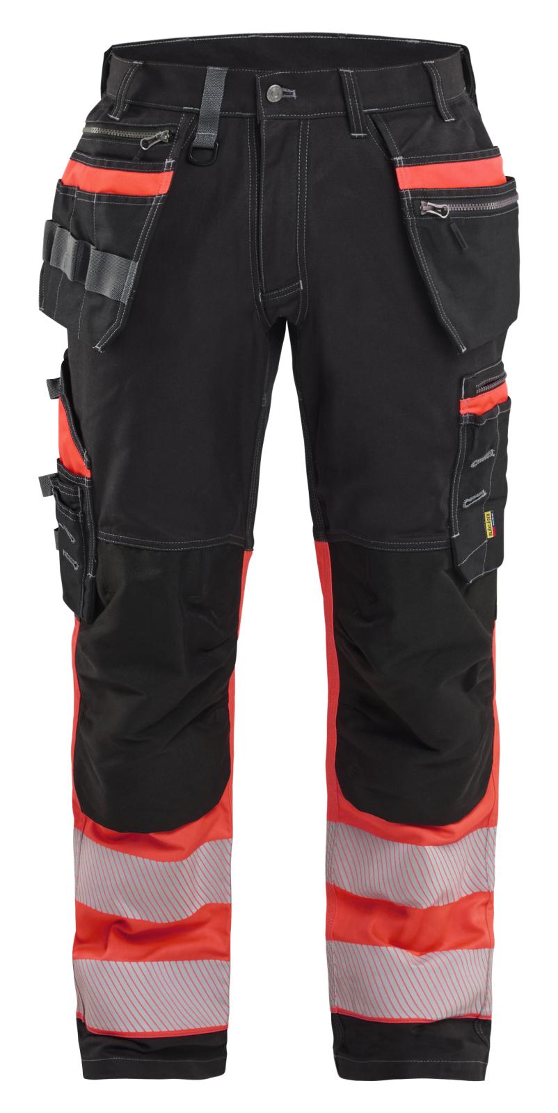 Blaklader High Vis Werkbroeken 17941370 stretch HiVis gereedschapszakken katoen zwart-fluo rood(9955)