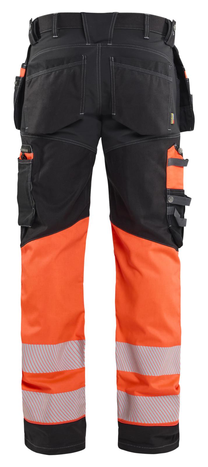Blaklader High Vis Werkbroeken 17941370 stretch HiVis gereedschapszakken katoen zwart-fluo rood(9955)