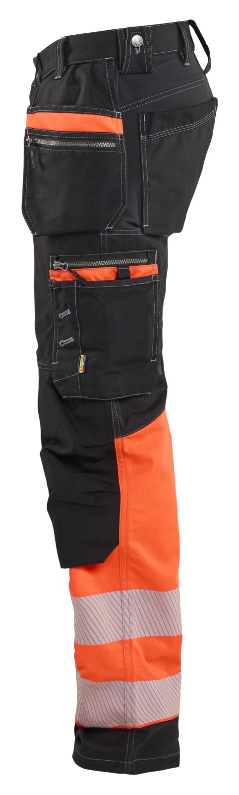 Blaklader High Vis Werkbroeken 17941370 stretch HiVis gereedschapszakken katoen zwart-fluo rood(9955)