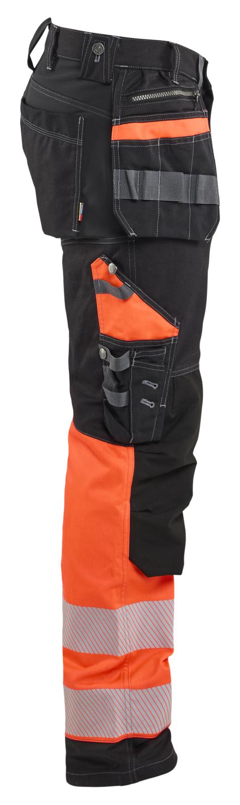Blaklader High Vis Werkbroeken 17941370 stretch HiVis gereedschapszakken katoen zwart-fluo rood(9955)