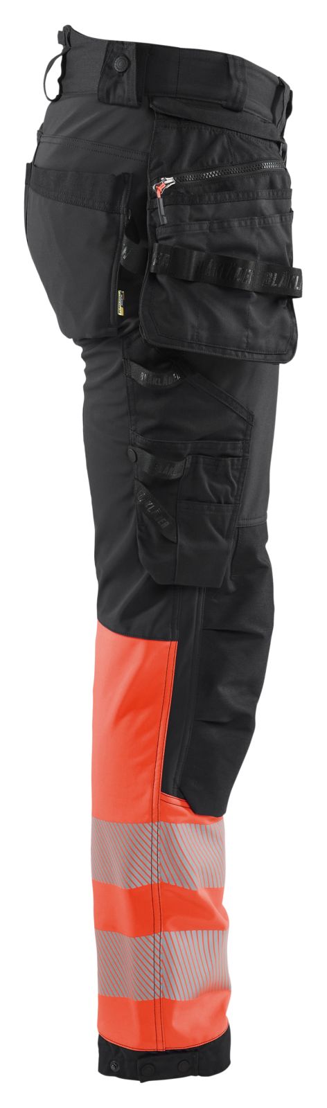 Blaklader Werkbroeken 18212513 HiVis zwart-fluo rood(9955)