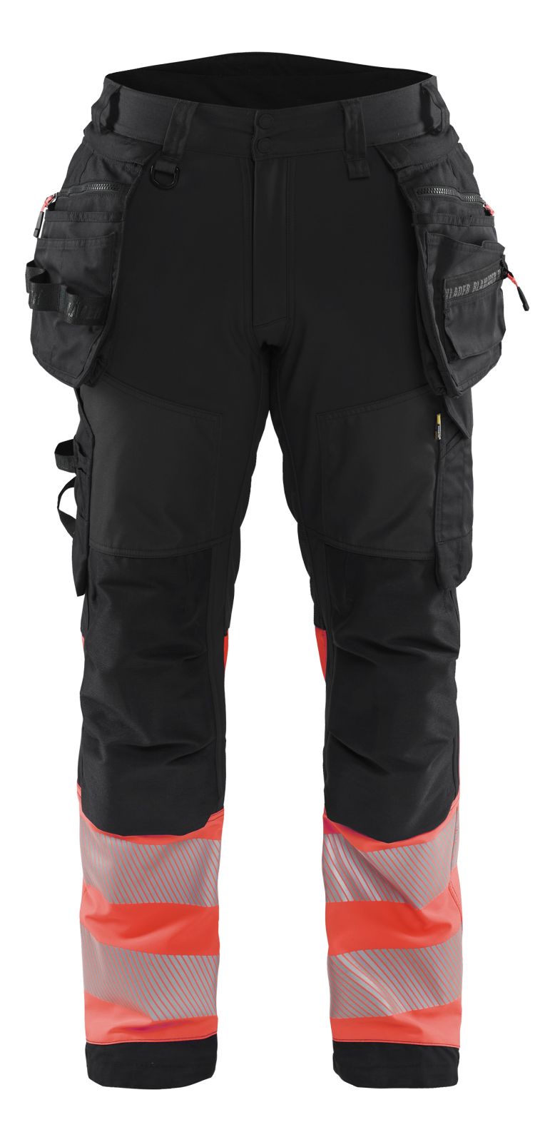 Blaklader Werkbroeken 18212513 HiVis zwart-fluo rood(9955)