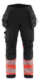 Blaklader Werkbroeken 18212513 HiVis zwart-fluo rood(9955)