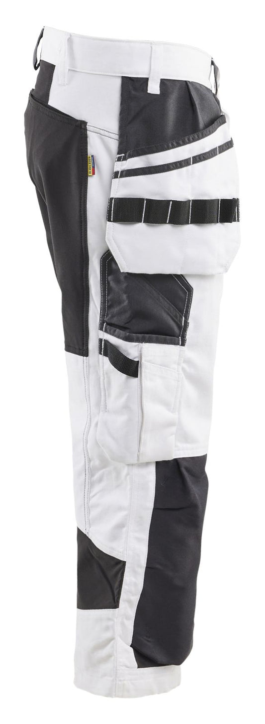 Blaklader Stukadoors/Schilders X1900 Piraatbroeken 19121310 schilders stretch wit-zwart(1099)