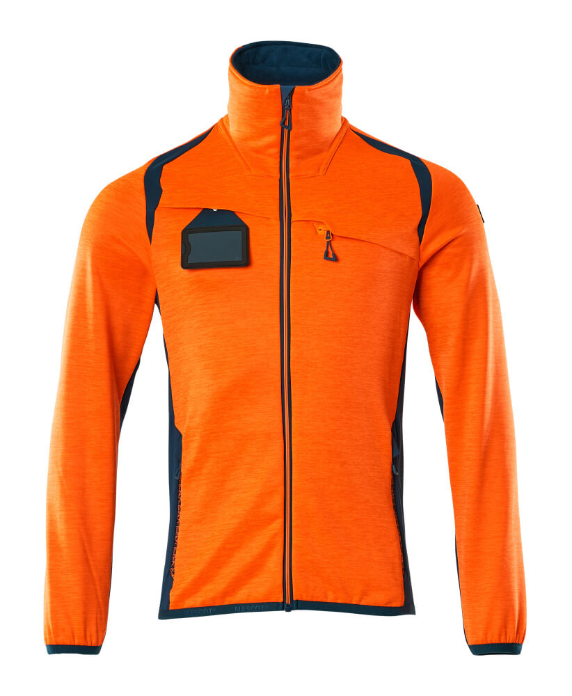 Mascot Accelerate Safe Fleecetrui 19403-316 met rits fluo oranje-donker petrolblauw(1444)