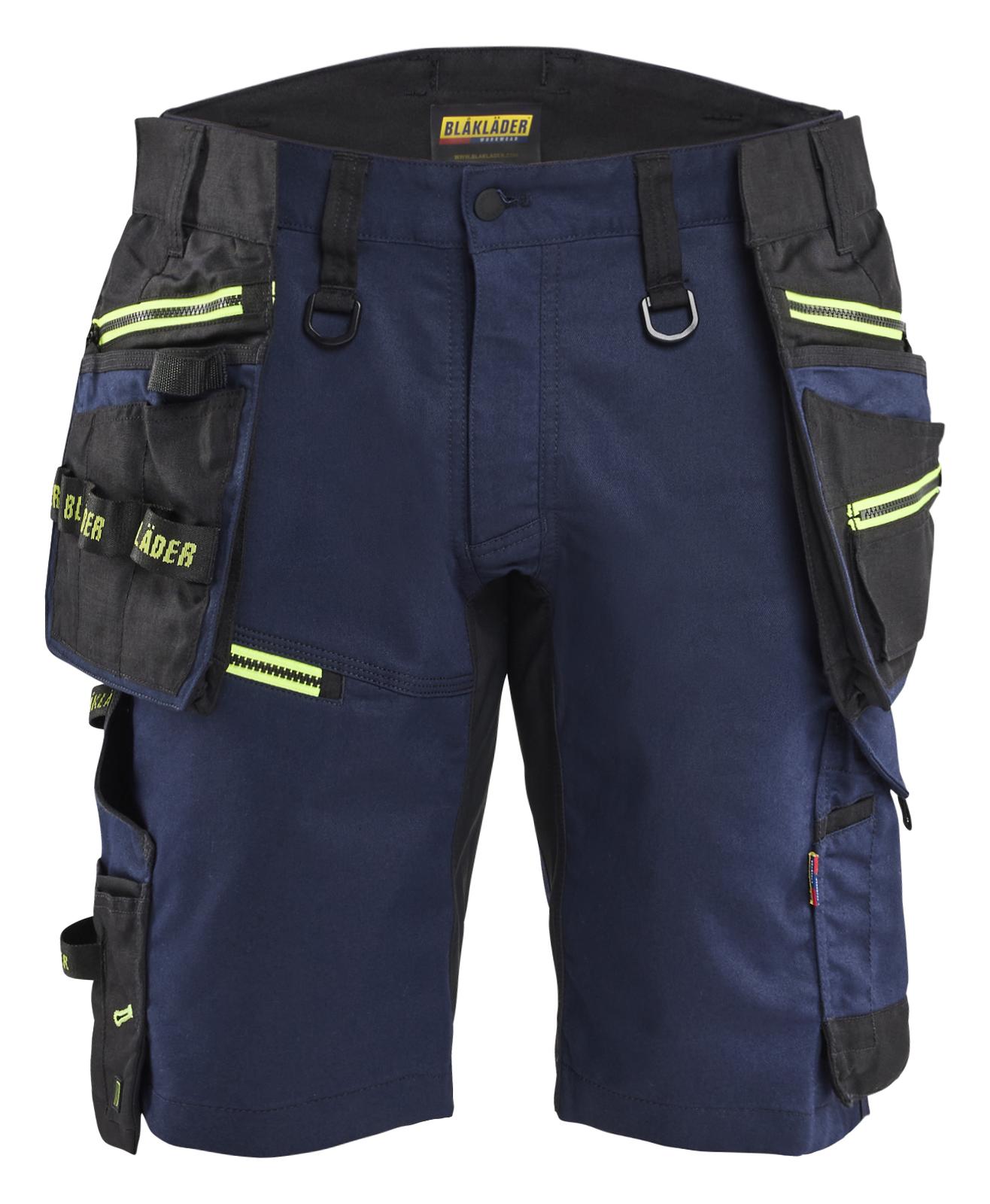 Blaklader Ambacht Striker Shorts 19721149 stretch afneembare gereedschapszakken donker marineblauw-fluo geel(8633)