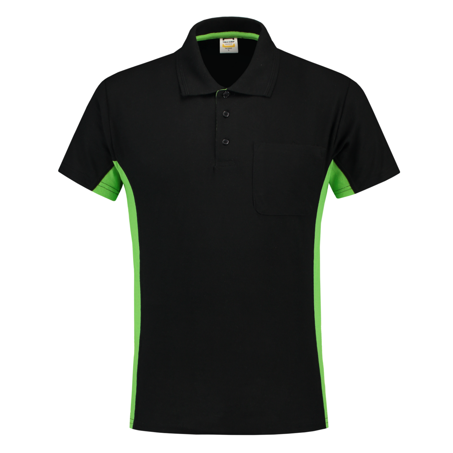 Tricorp Workwear Poloshirts 202002-TP2000 zwart-limoen(blacklime)