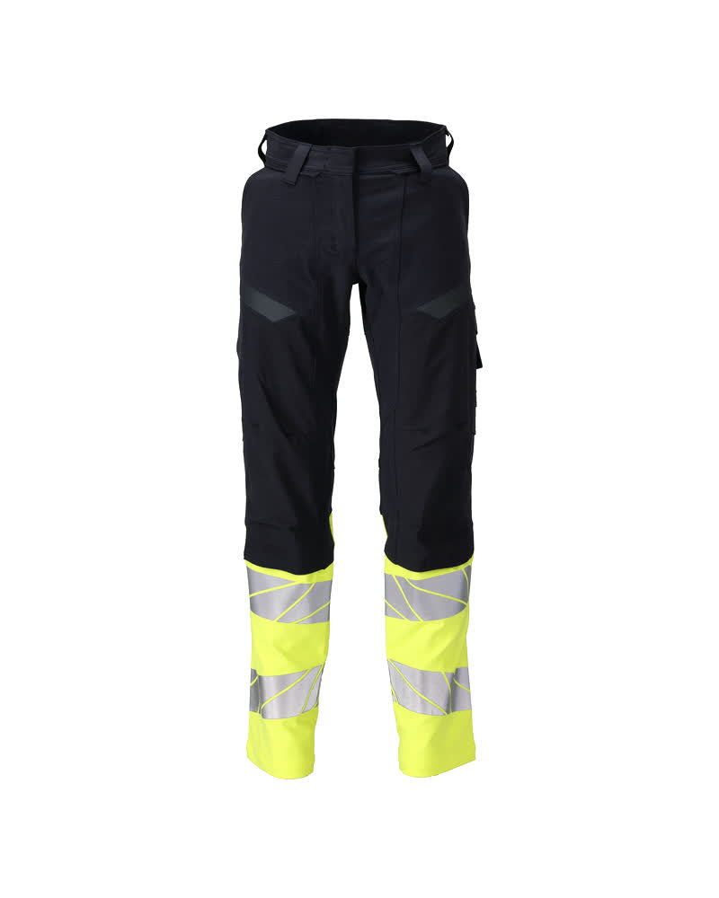 Mascot Accelerate Multisafe Broek 21178-284 kniezakken Ultimate Stretch vrouwen vlamvertragend antistatisch HiVis donker marineblauw-fluo geel(01017)