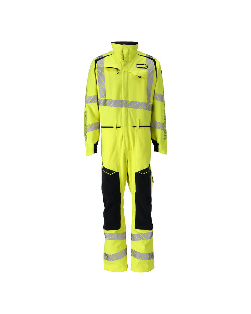 Mascot Accelerate Multisafe Overall 21319-281 kniezakken vlamvertragend antistatisch stretch HiVis fluo geel-donker marineblauw(17010)