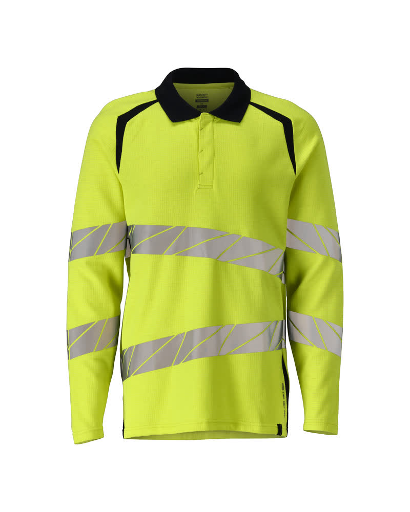 Mascot Accelerate Multisafe Poloshirt 21383-327 lange mouwen vlamwerend antistatisch HiVis fluo geel-donker marineblauw(17010)