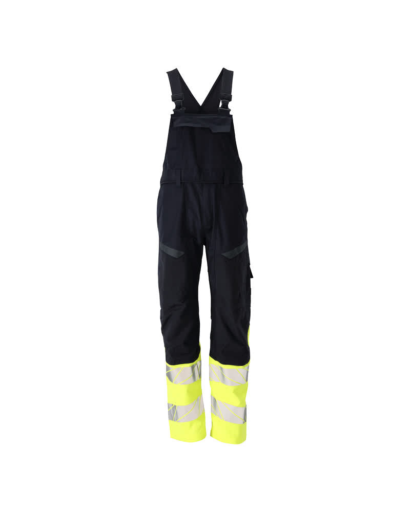 Mascot Accelerate Multisafe Amerikaanse overall 21469-281 kniezakken vlamvertragend antistatisch stretch HiVis donker marineblauw-fluo geel(01017)