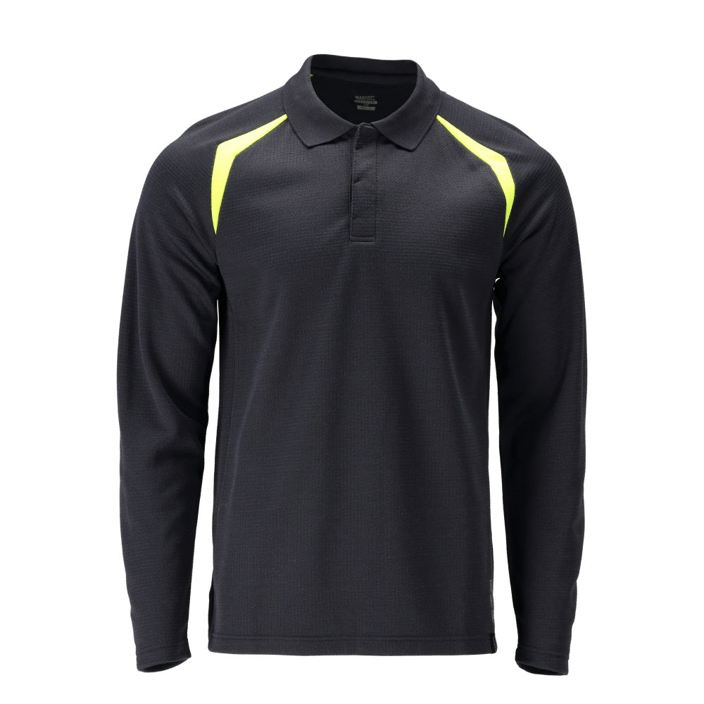 Mascot Accelerate Multisafe Poloshirt 21583-327 lange mouwen vlamwerend antistatisch donker marineblauw-fluo geel(01017)