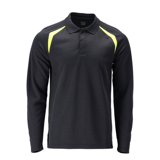 Mascot Accelerate Multisafe Poloshirt 21583-327 lange mouwen vlamwerend antistatisch donker marineblauw-fluo geel(01017)