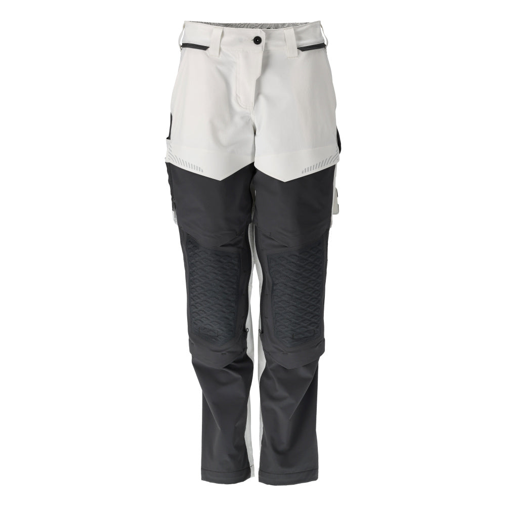 Mascot Customized Broek 22078-605 kniezakken Ultimate Stretch waterafstotend lichtgewicht waterafstotend dames pasvorm Diamond wit-steengrijs(0689)