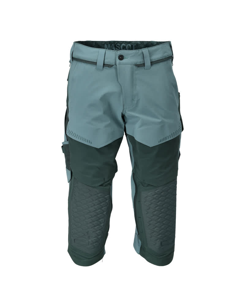Mascot Customized Driekwart broek 22249-605 kniezakken stretch lichtbosgroen-bosgroen(3534)