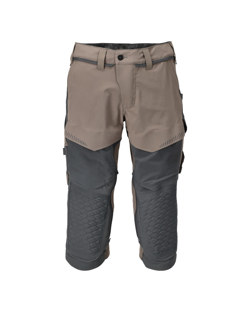 Mascot Customized Driekwart broek 22249-605 kniezakken stretch donkerzand-steengrijs(5689)