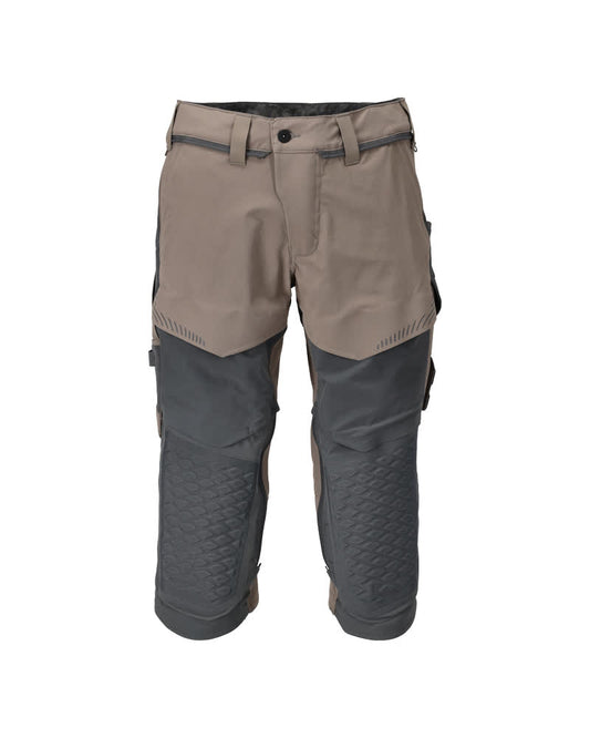 Mascot Customized Driekwart broek 22249-605 kniezakken stretch donkerzand-steengrijs(5689)