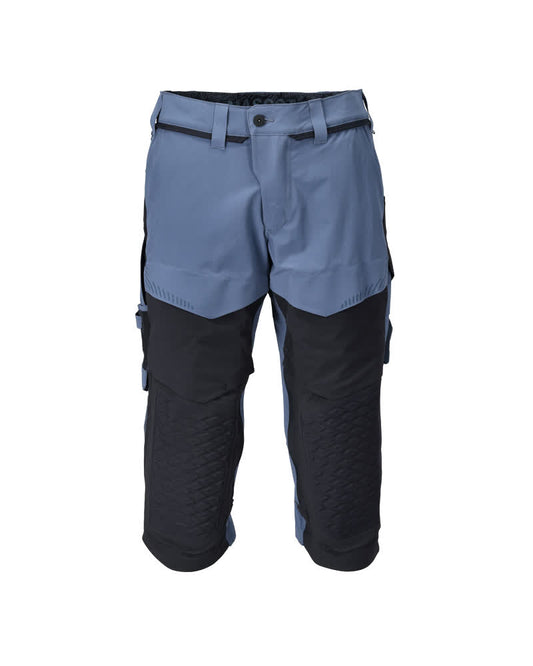 Mascot Customized Driekwart broek 22249-605 kniezakken stretch steenblauw-donkermarineblauw(85010)