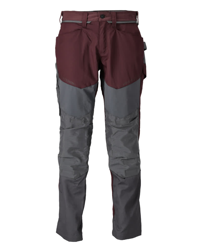 Mascot Customized Broek 22479-230 kniezakken Cordura lichtgewicht Stretch Zones bordeauxrood-steengrijs(2289)