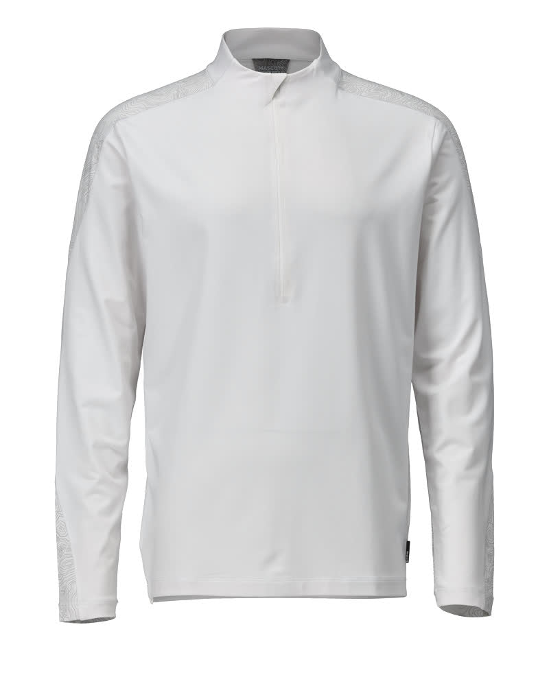 Mascot Customized T-shirt 22681-618 lange mouwen korte rits Premium vochtregulerend Modern fit wit(06)