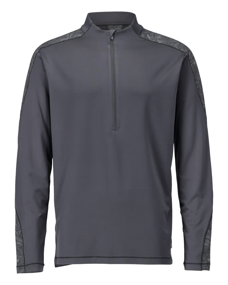 Mascot Customized T-shirt 22681-618 lange mouwen korte rits Premium vochtregulerend Modern fit steengrijs(89)