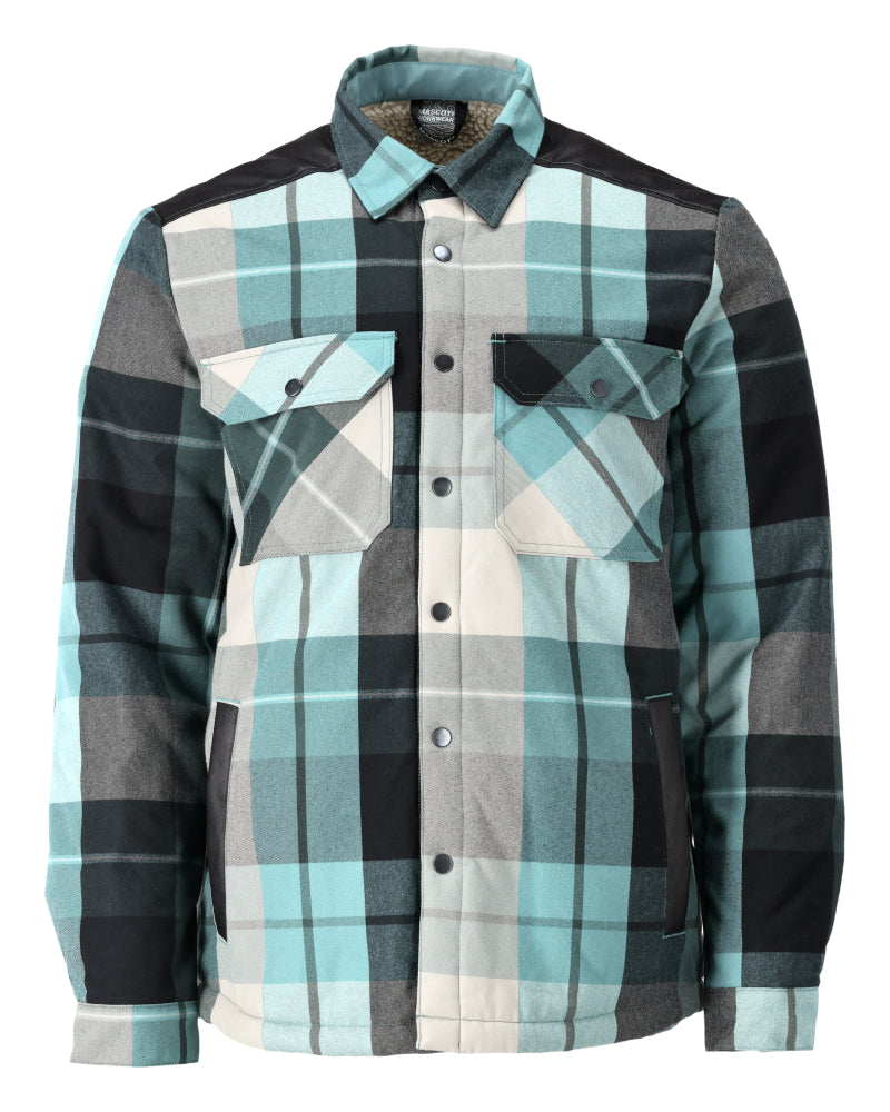 Mascot Customized Overhemd 23104-446 flanel teddy bont voering bosgroen geruit(399)