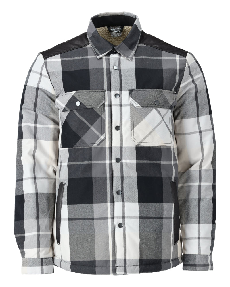 Mascot Customized Overhemd 23104-446 flanel teddy bont voering steengrijs geruit(899)