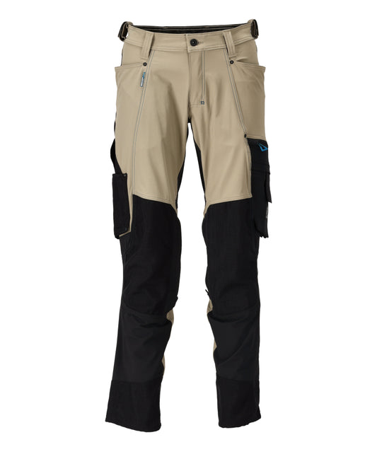 Mascot Advanced Broek 23179-311 kniezakken ULtimate Stretch waterafstotend lichtgewicht lichtkhaki-zwart(5509)